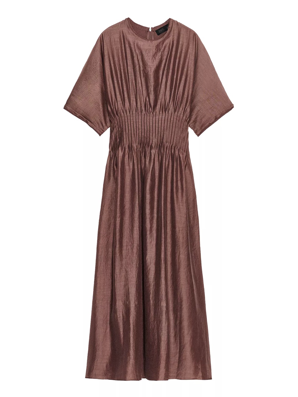Zara Pleated Waist Mixed Knit Dress